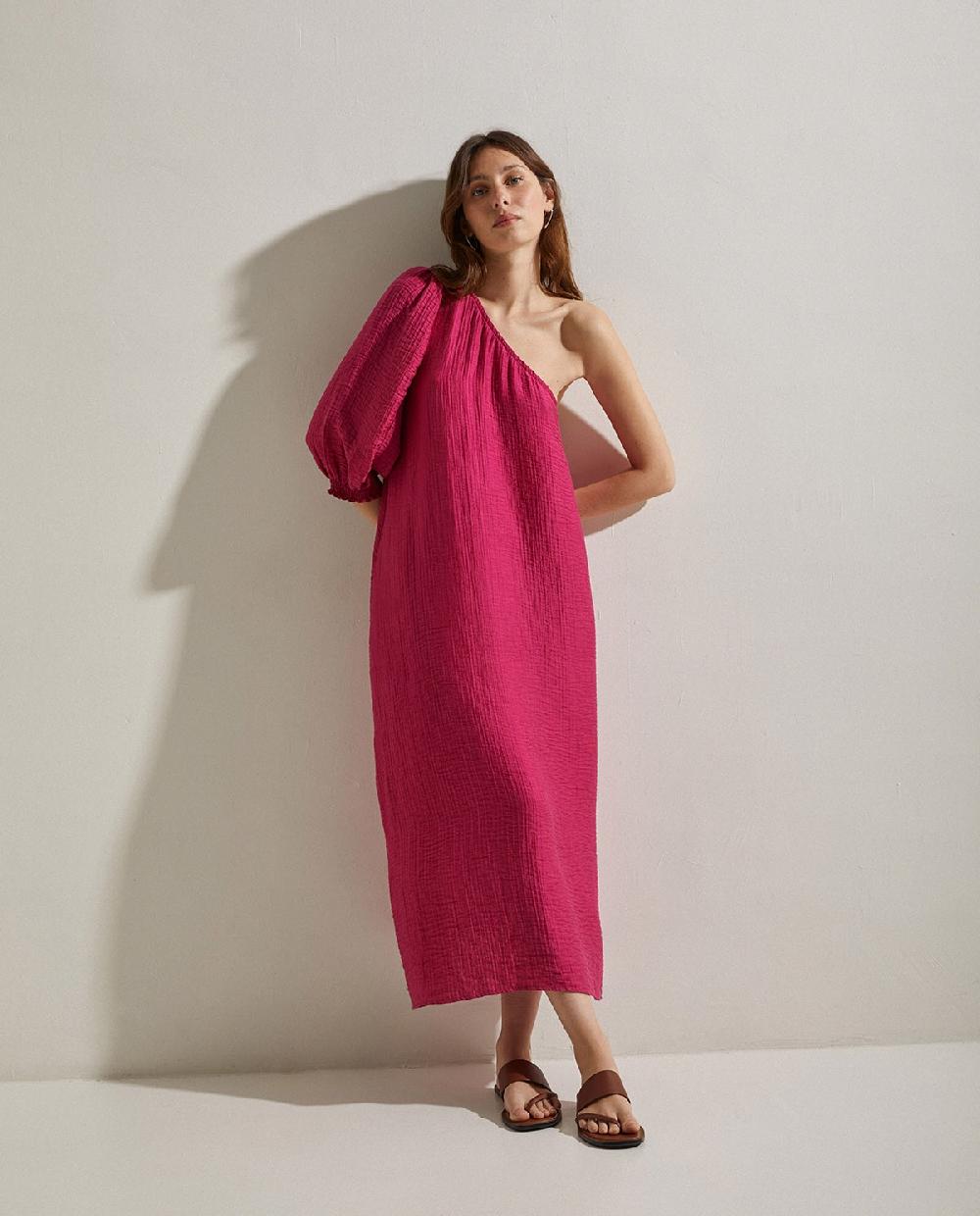 yerse Vestido manga abullonada fuchsia Devoluciones gratuitas