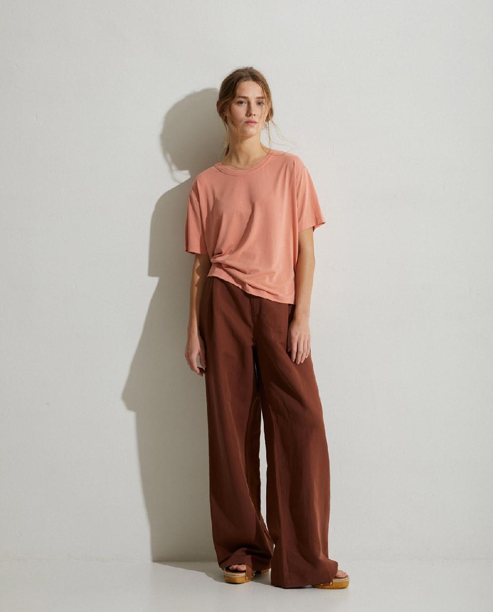 yerse Pantalón traje lino chocolate
