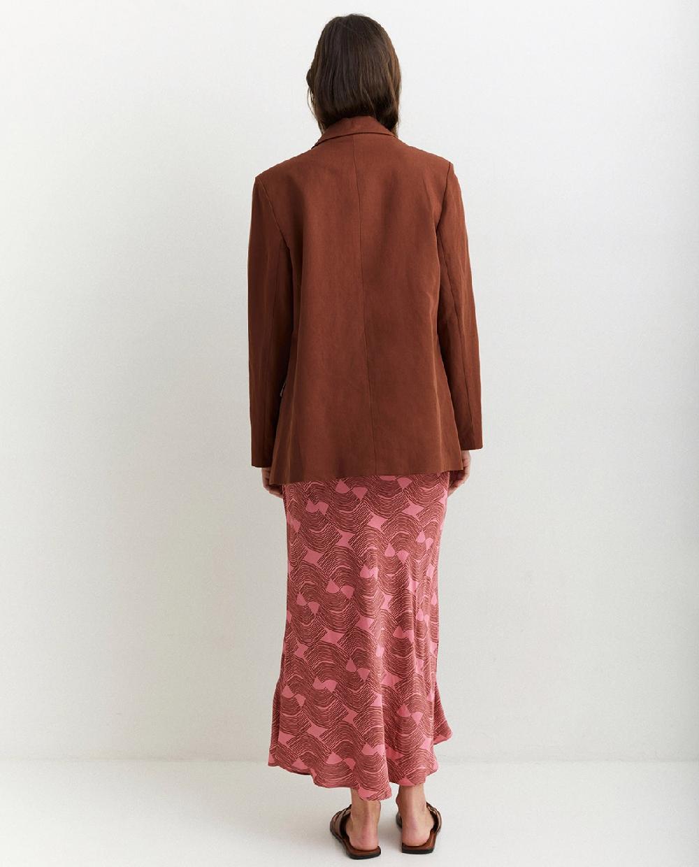 yerse Americana traje lino chocolate Rebajas