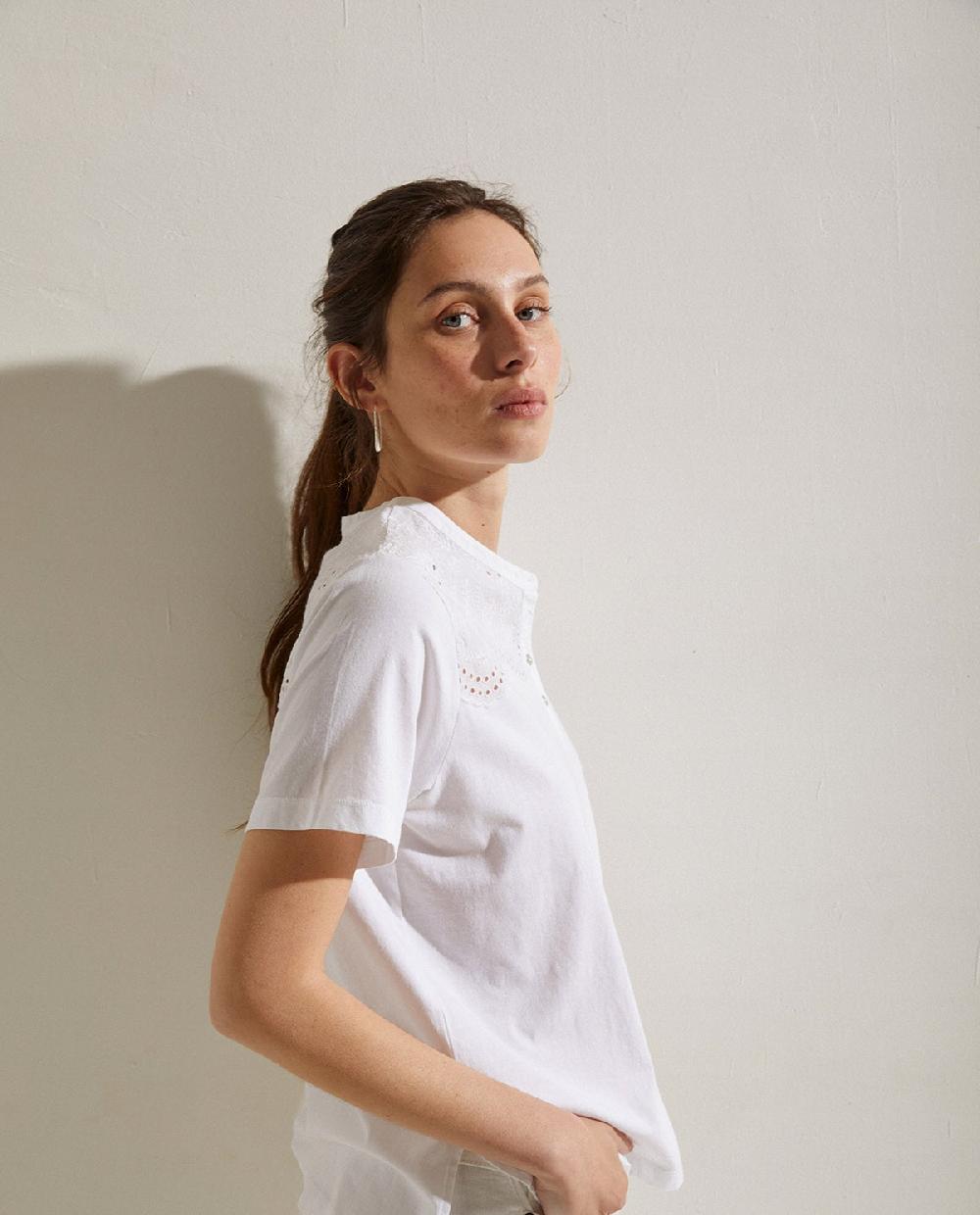 yerse Camiseta algodón bordados Blanco Gran oferta