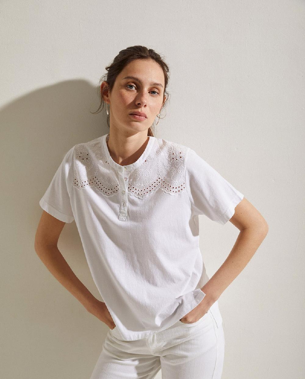 yerse Camiseta algodón bordados Blanco Gran oferta