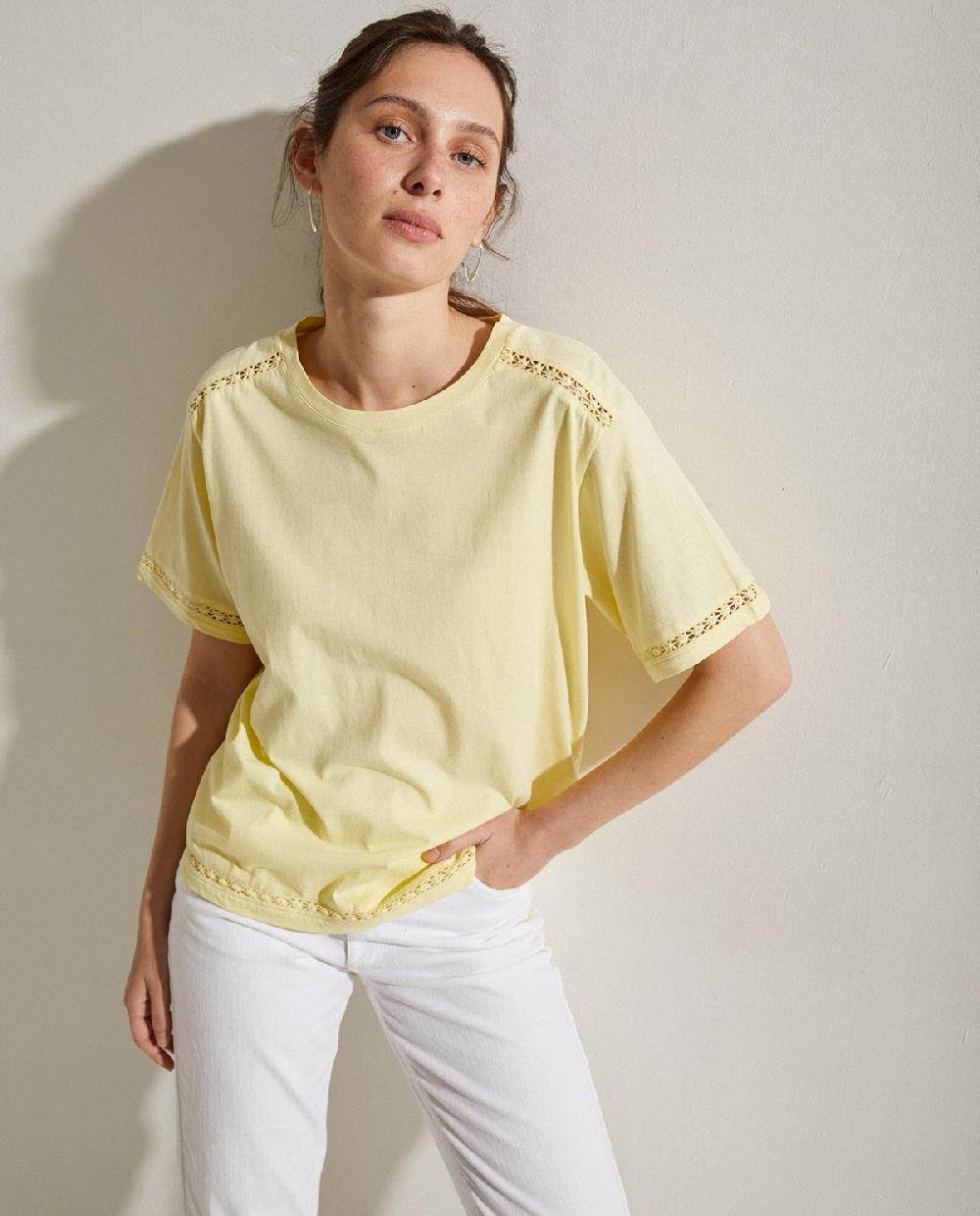yerse Camiseta algodón puntilla amarillo Los más vendidos