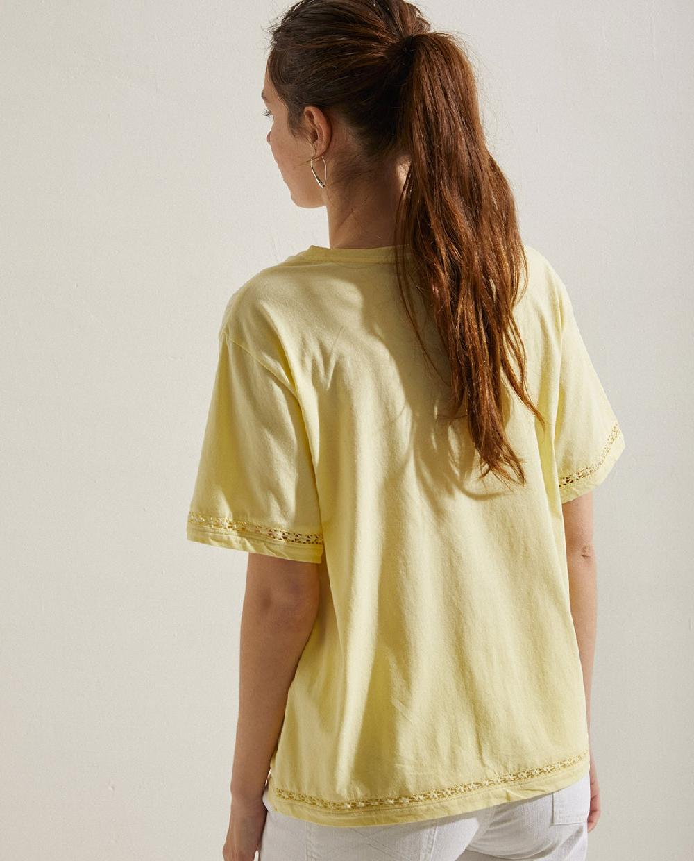 yerse Camiseta algodón puntilla amarillo Los más vendidos