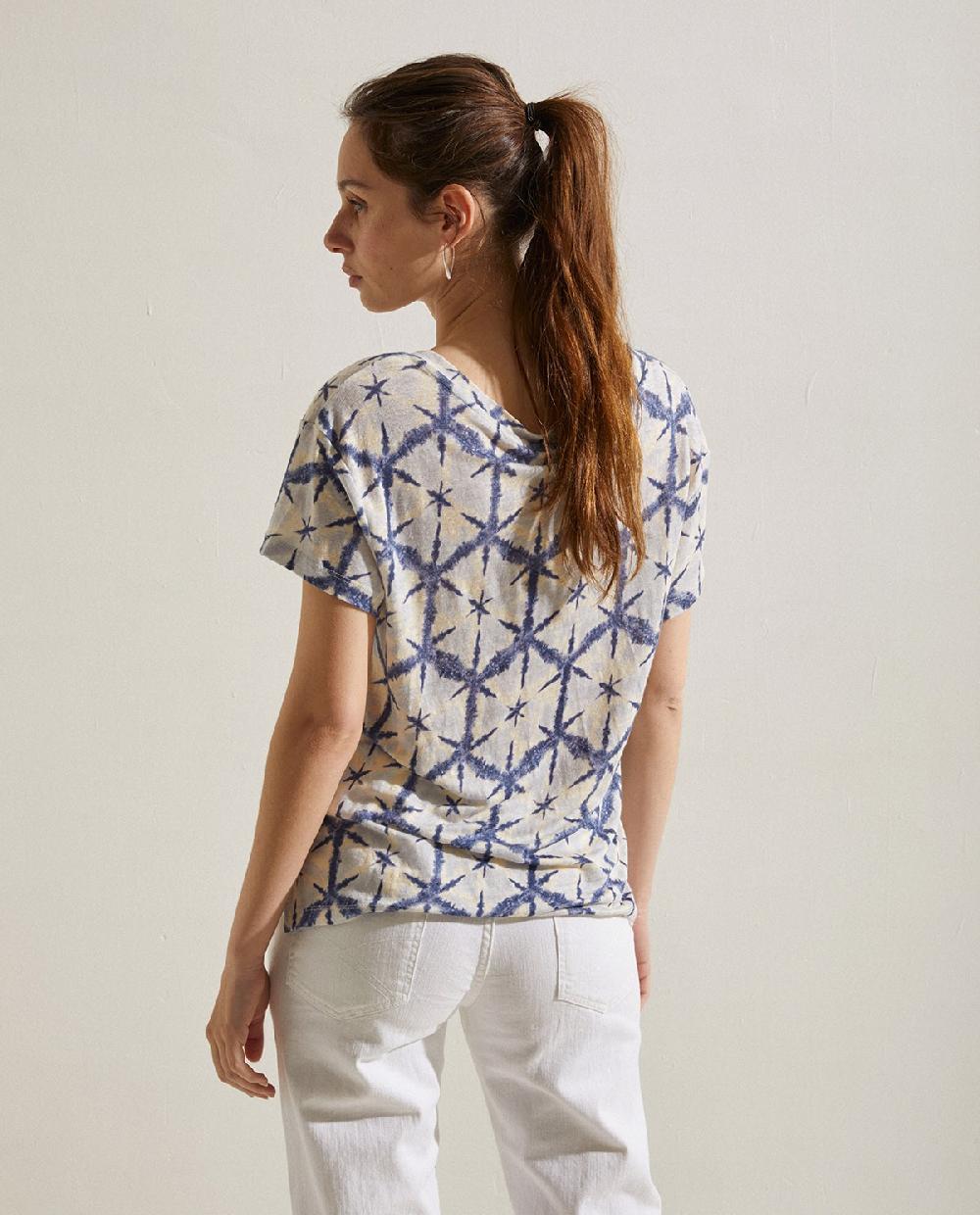 yerse Camiseta lino estampada azul Tienda