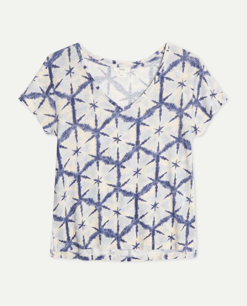 yerse Camiseta lino estampada azul Tienda