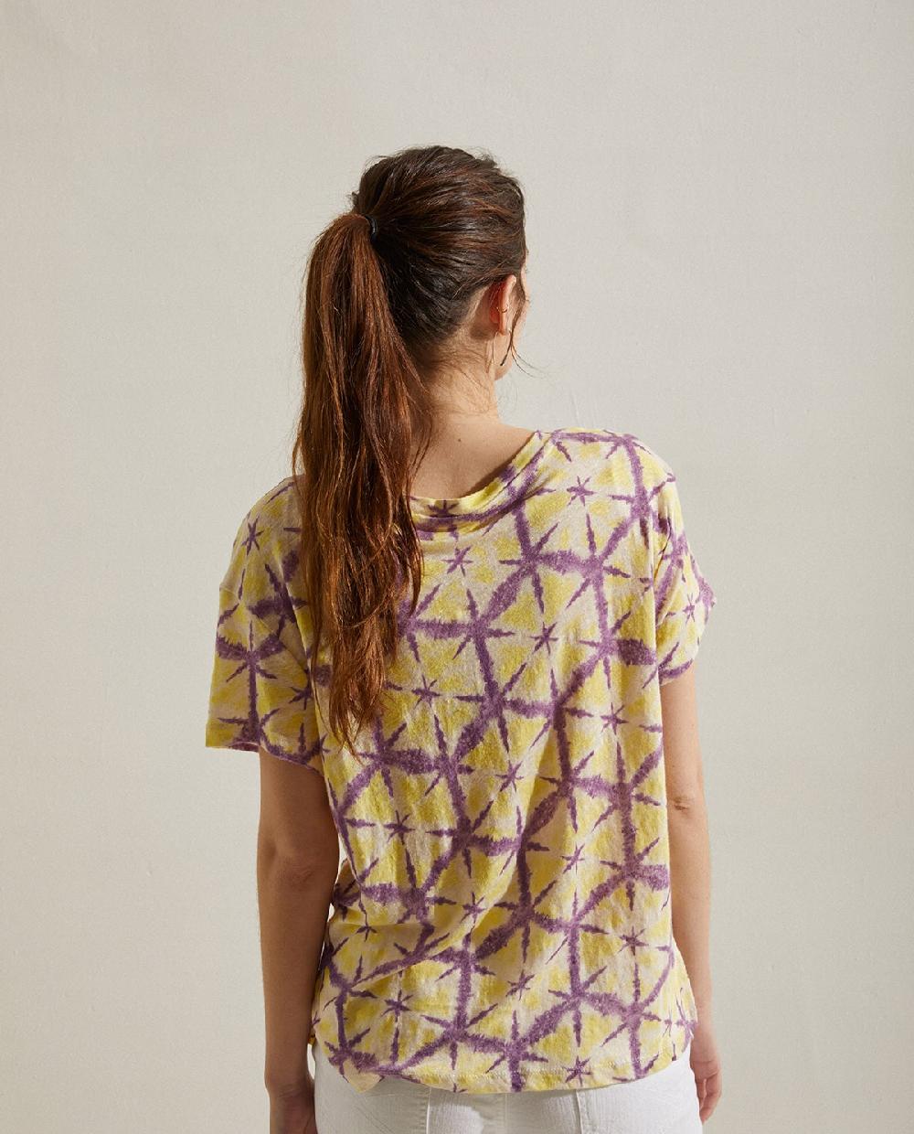 yerse Camiseta lino estampada lila Tienda