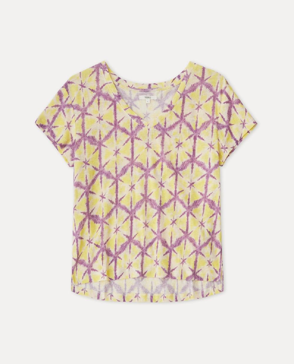 yerse Camiseta lino estampada lila Tienda