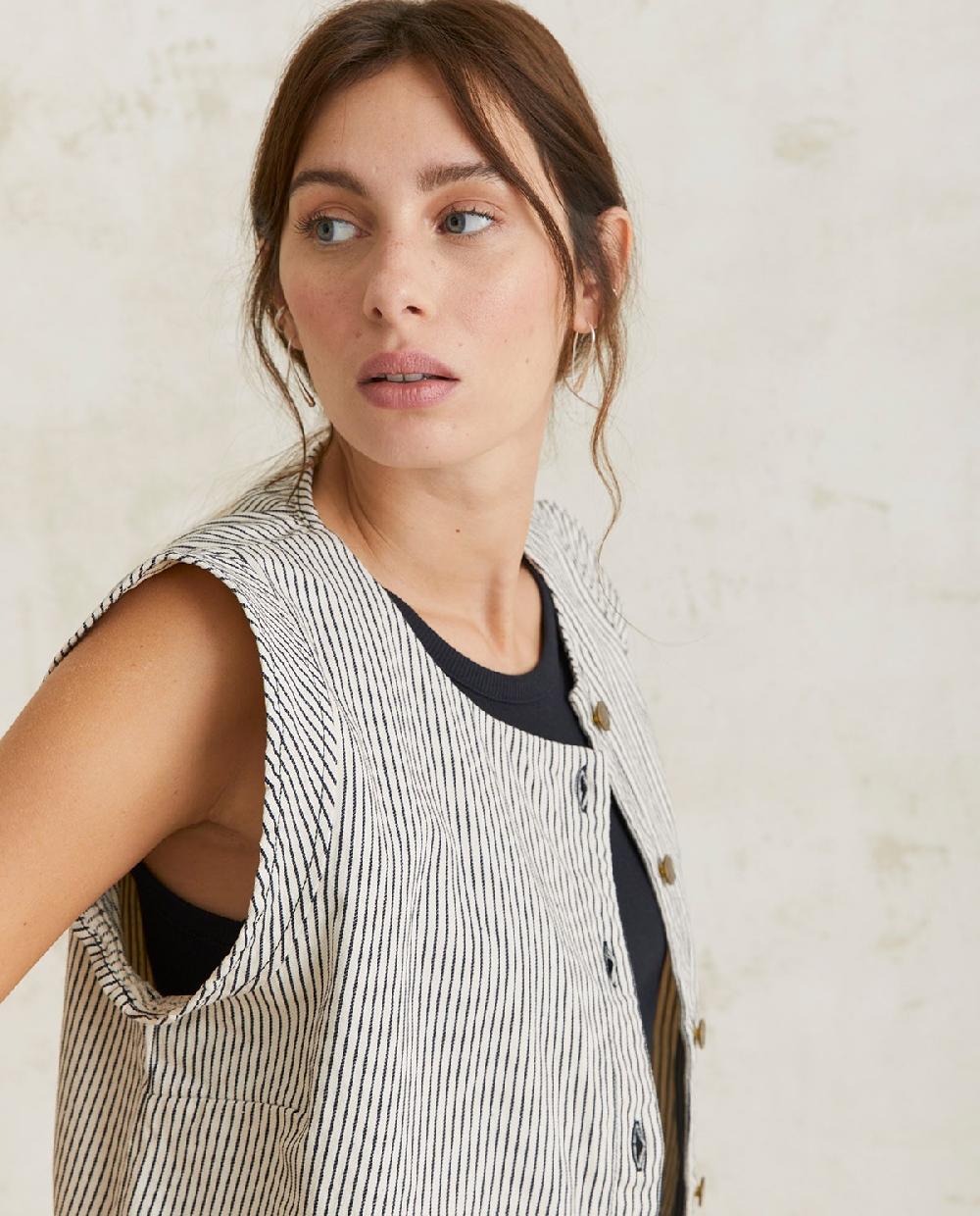yerse Chaleco denim rayas azul Rebajas online