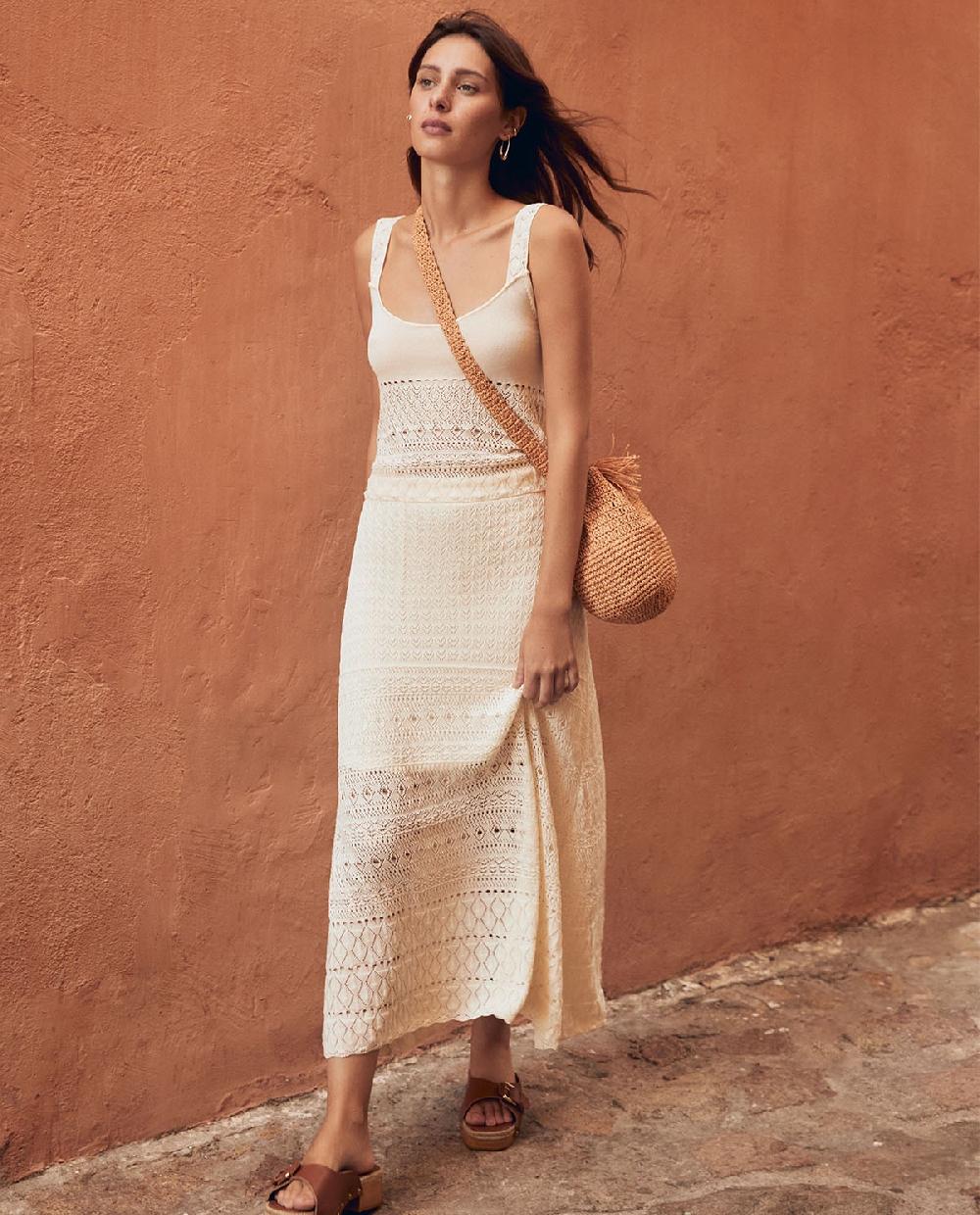 yerse Falda midi crochet crudo Último día