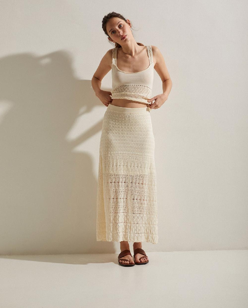 yerse Falda midi crochet crudo Último día