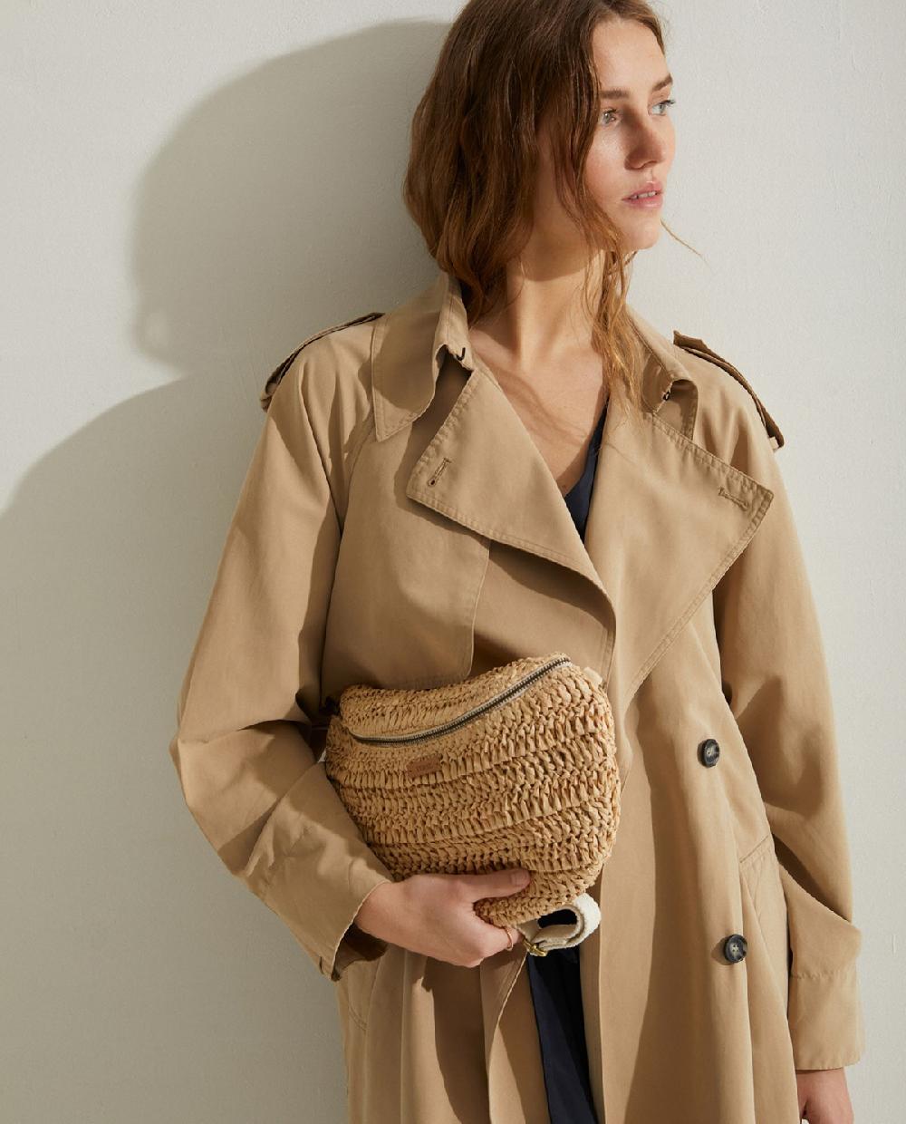 yerse Gabardina larga cruzada camel Oferta especial de fábrica