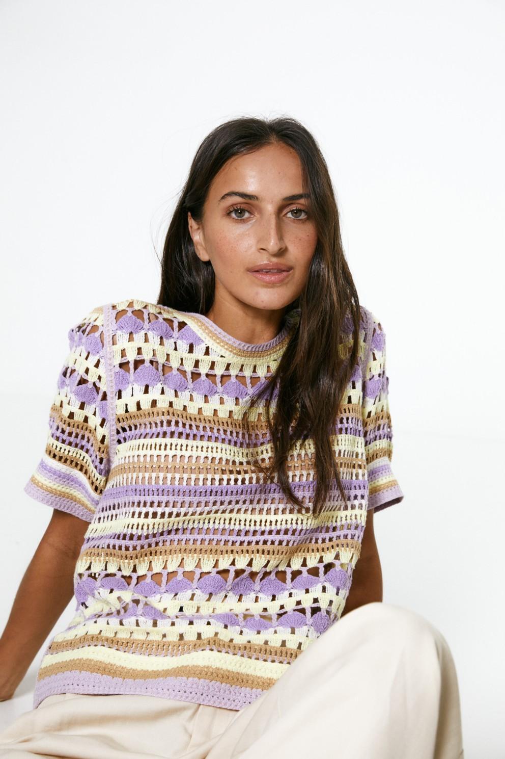 yerse Jersey crochet multicolor malva Grandes descuentos