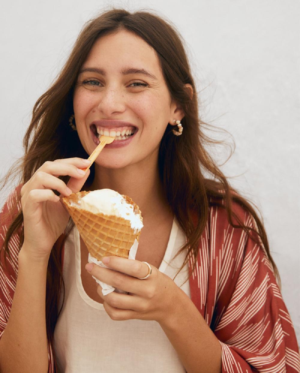 yerse Kimono fluido estampado teja Liquidación