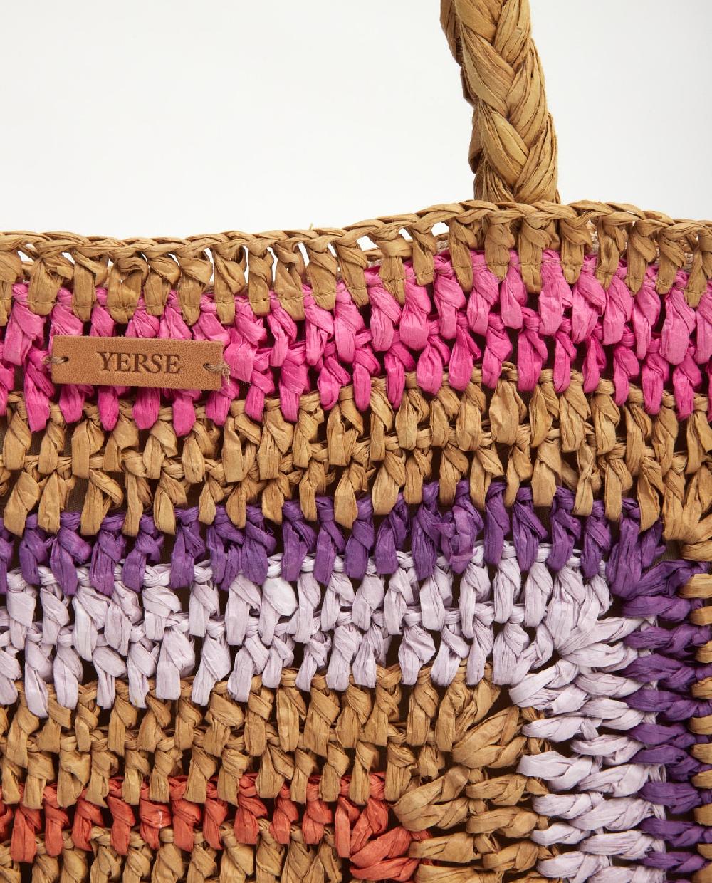 yerse Maxi bolso rafia multicolor rosa Envío internacional gratuito