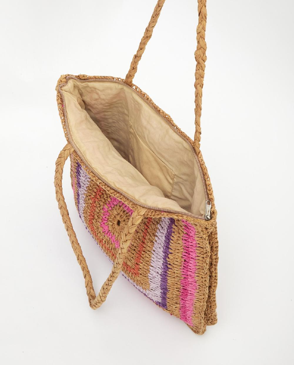 yerse Maxi bolso rafia multicolor rosa Envío internacional gratuito