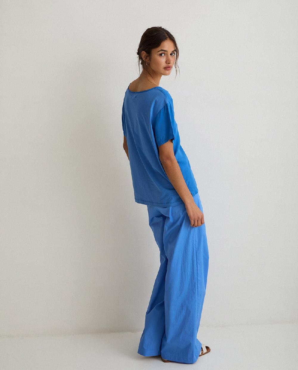 yerse Pantalones algodón wide leg azul Descuentos del mes