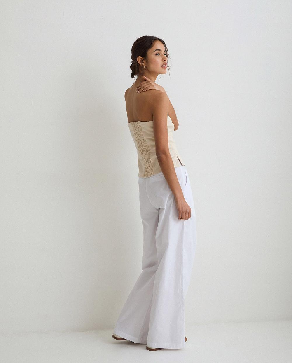 yerse Pantalones algodón wide leg blanco Oferta exclusiva