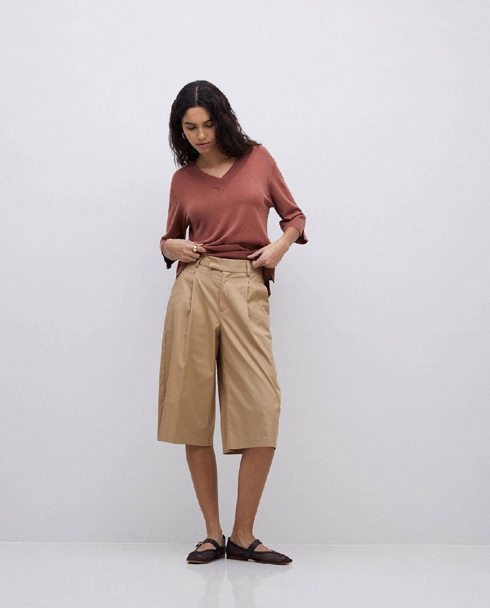 yerse Bermudas tejido gabardina camel Ofertas