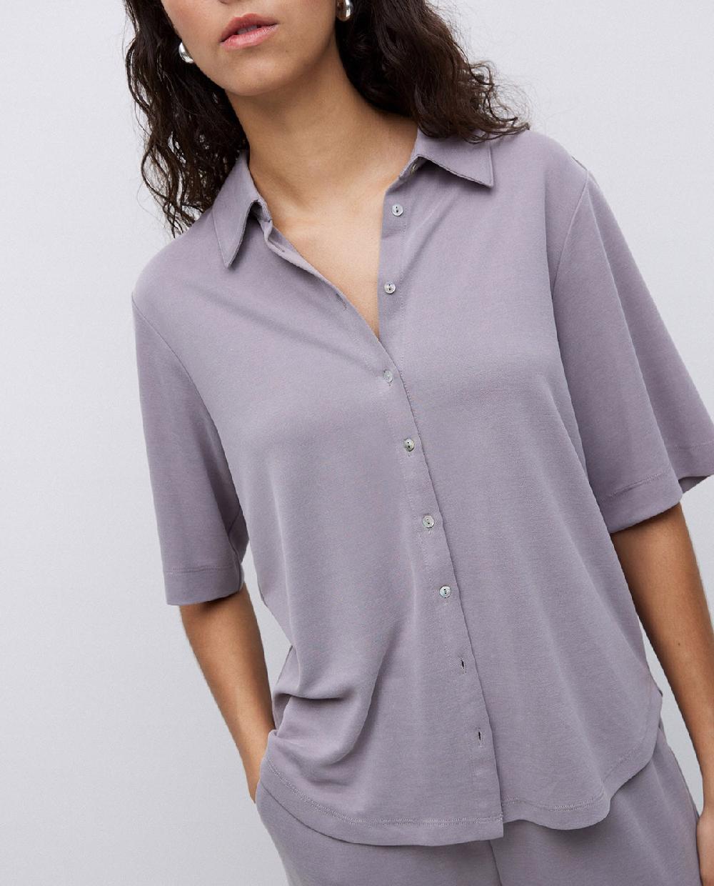 yerse Camisa fluida manga corta gris Rebajas de fábrica