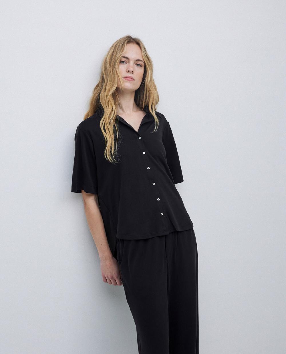 yerse Camisa fluida manga corta negro Los más vendidos