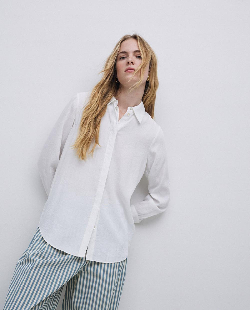 yerse Camisa fluida viscosa blanco Ventas relámpago