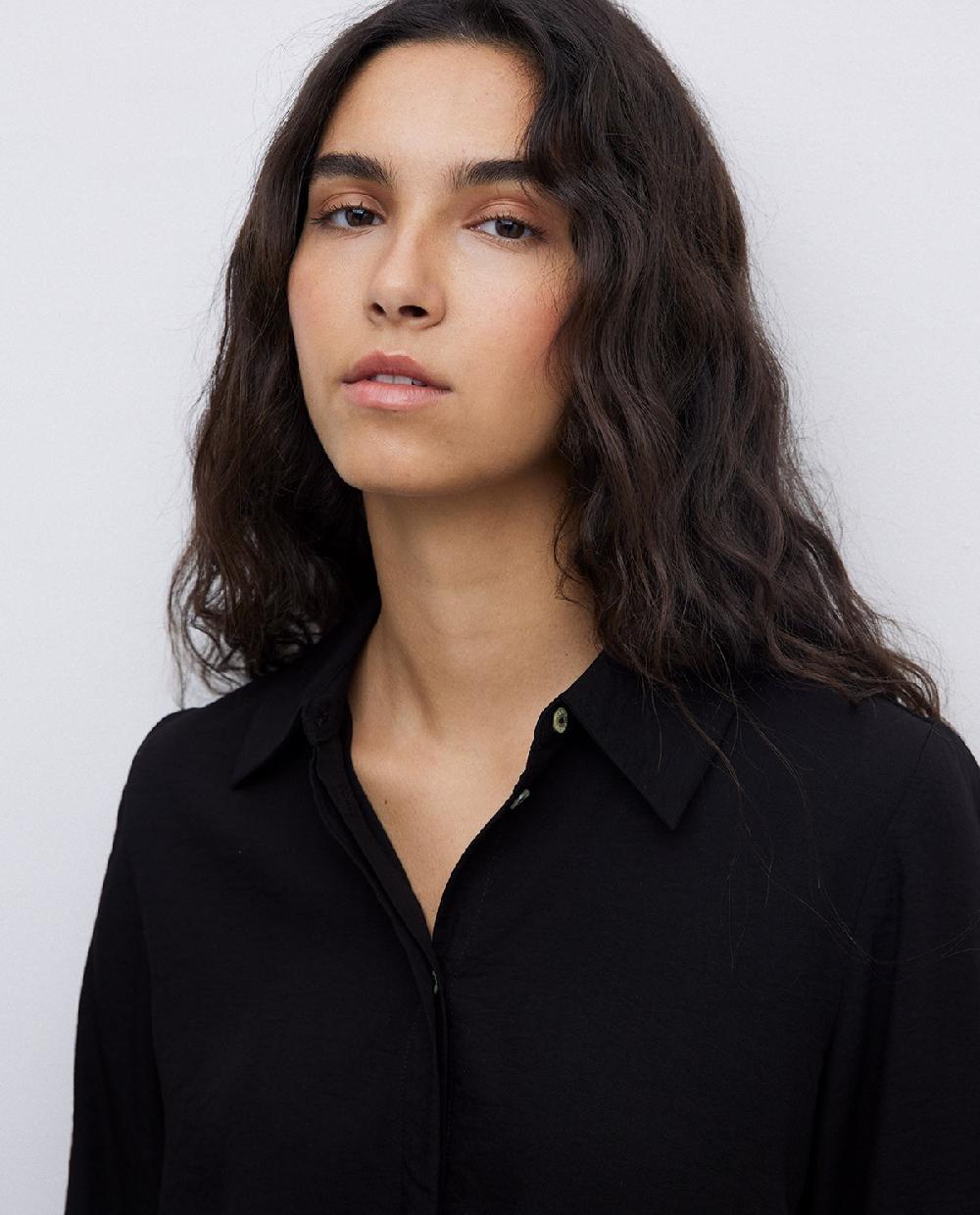 yerse Camisa fluida viscosa negro Descuento