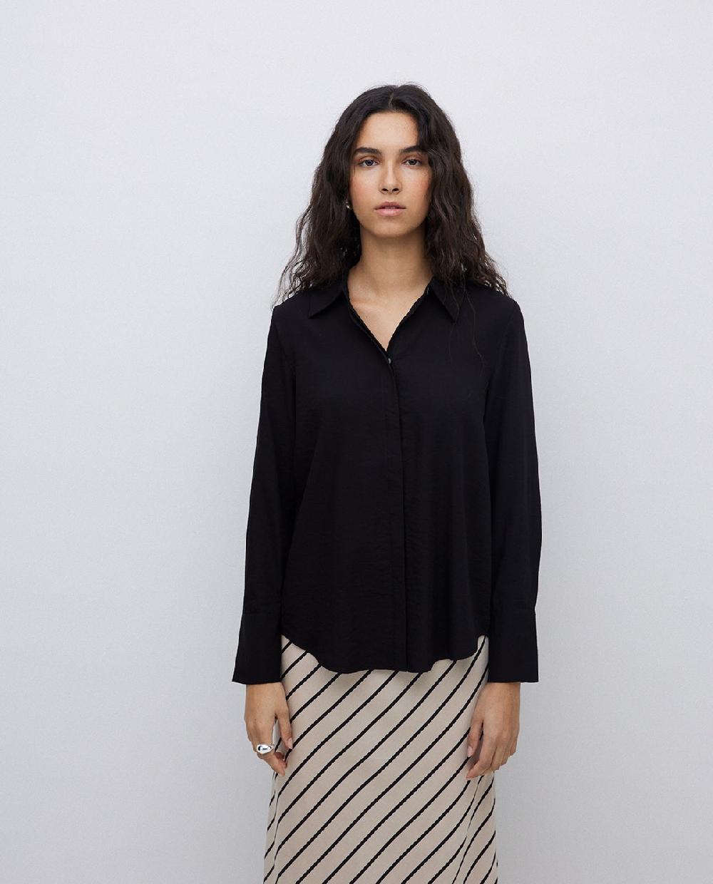 yerse Camisa fluida viscosa negro Descuento
