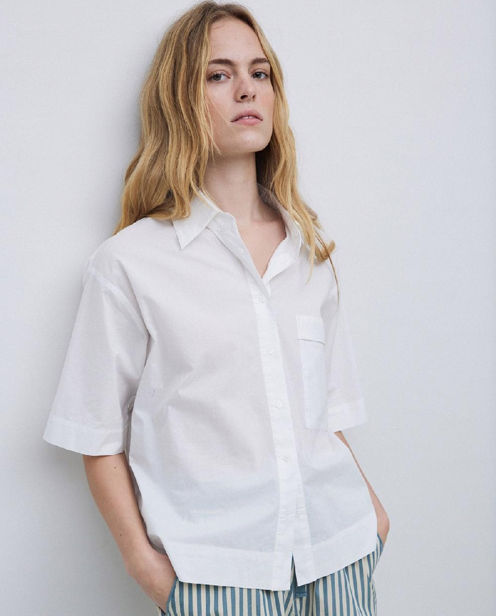yerse Camisa manga corta popelín blanco Tienda