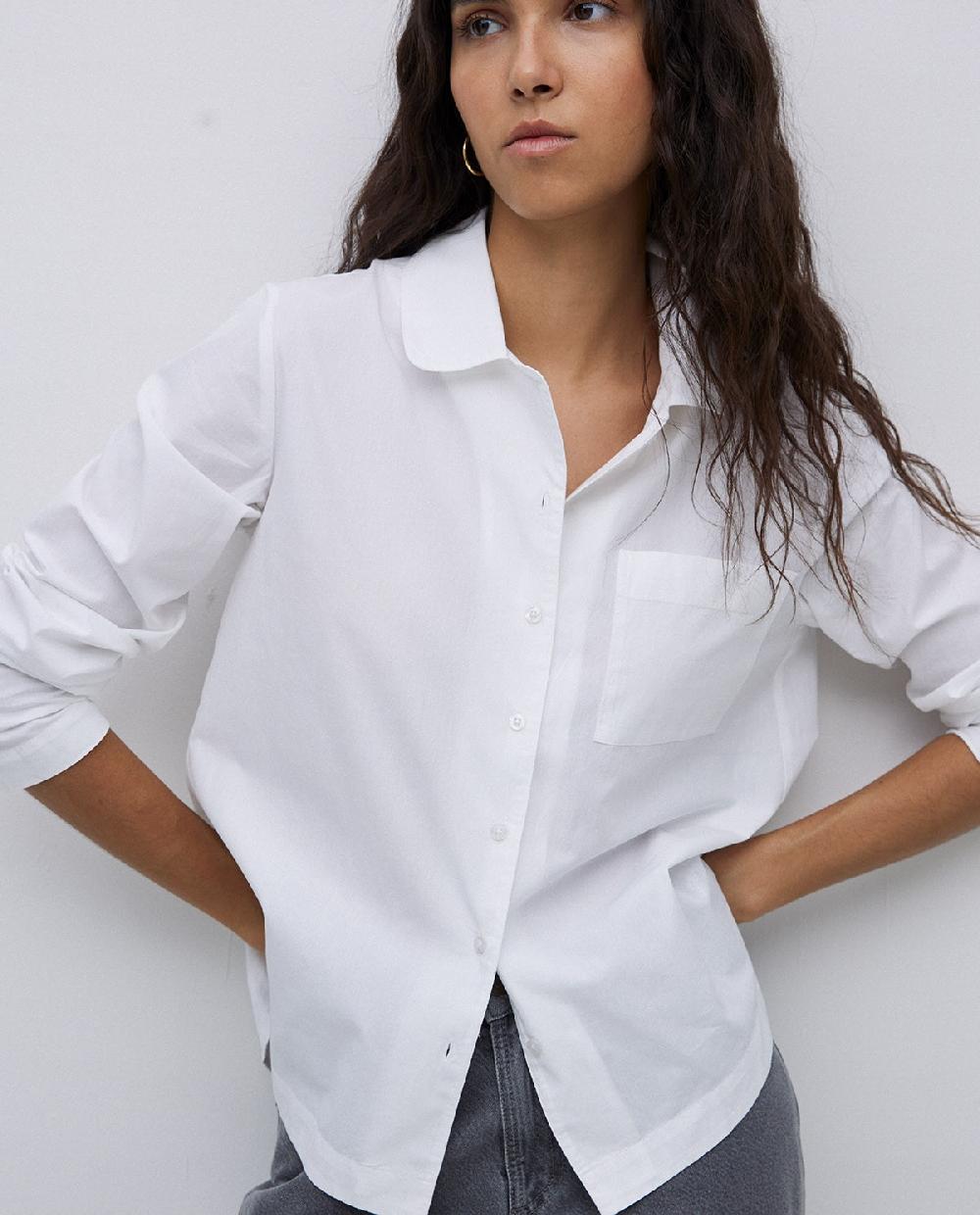 yerse Camisa popelín algodón orgánico blanco Tienda