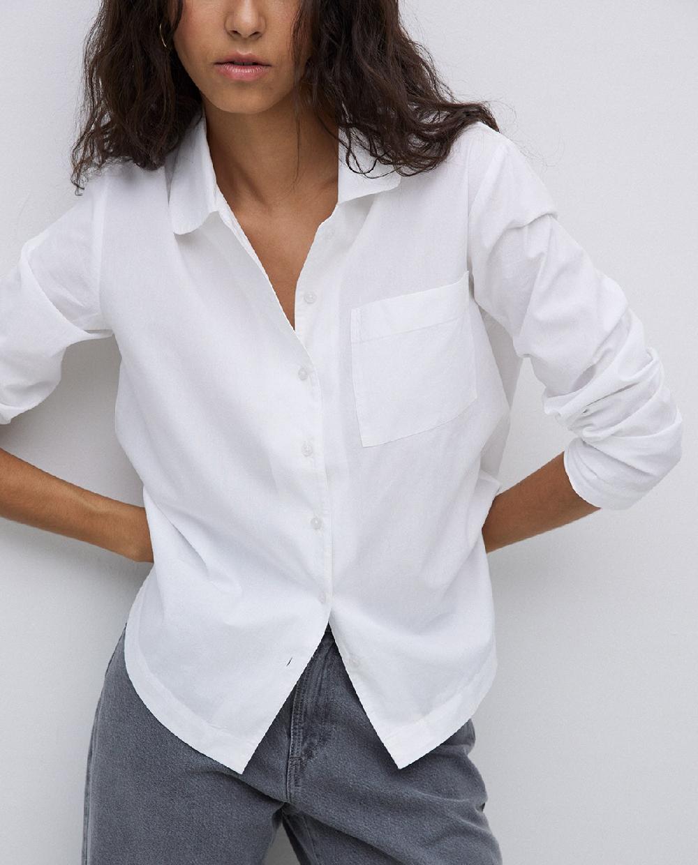 yerse Camisa popelín algodón orgánico blanco Tienda