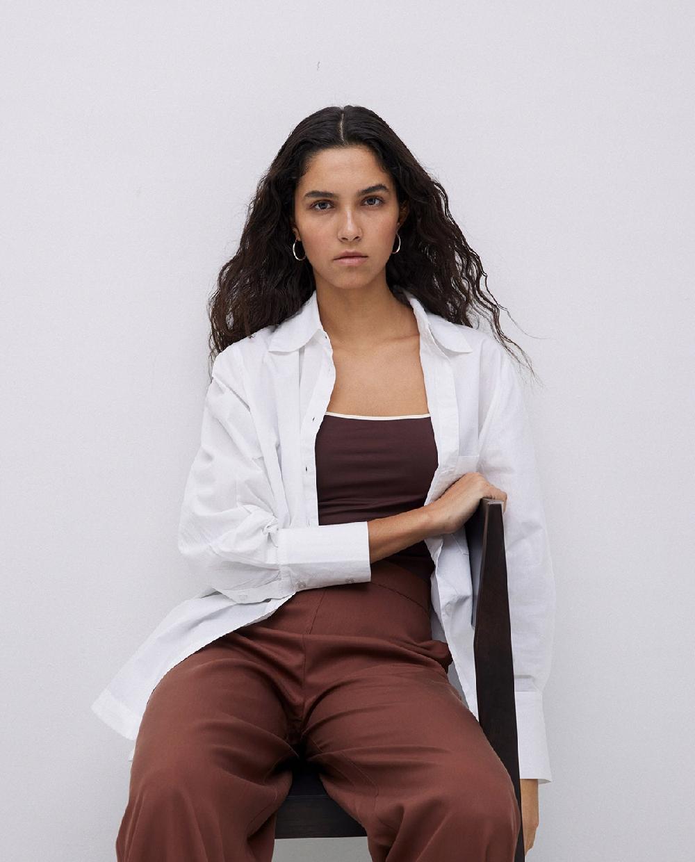 yerse Camisa popelín lisa blanco Liquidación