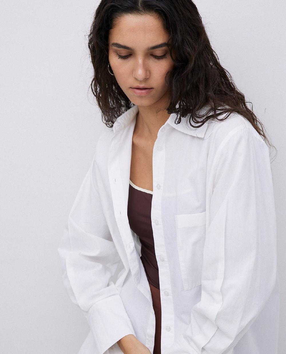 yerse Camisa popelín lisa blanco Liquidación