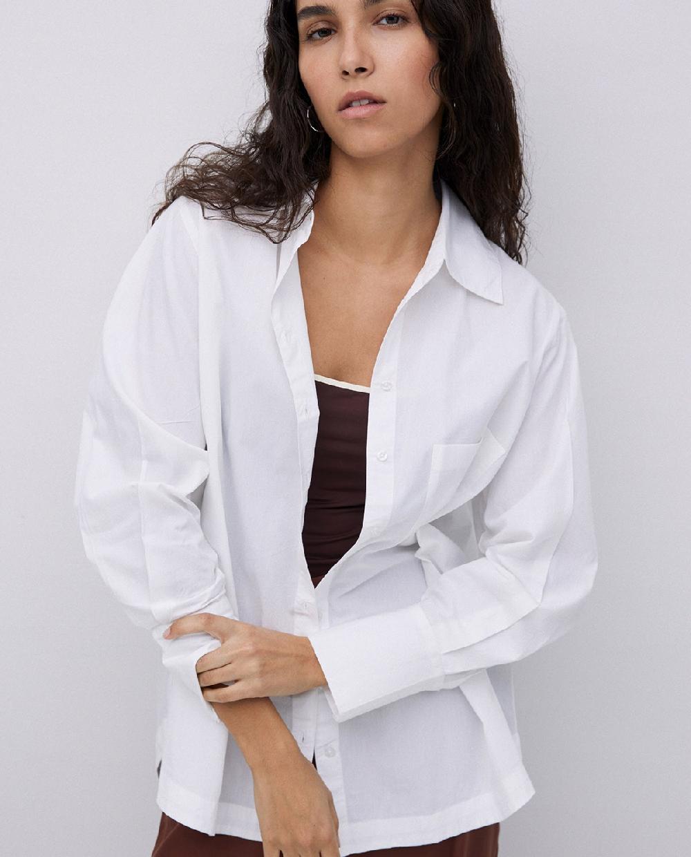 yerse Camisa popelín lisa blanco Liquidación
