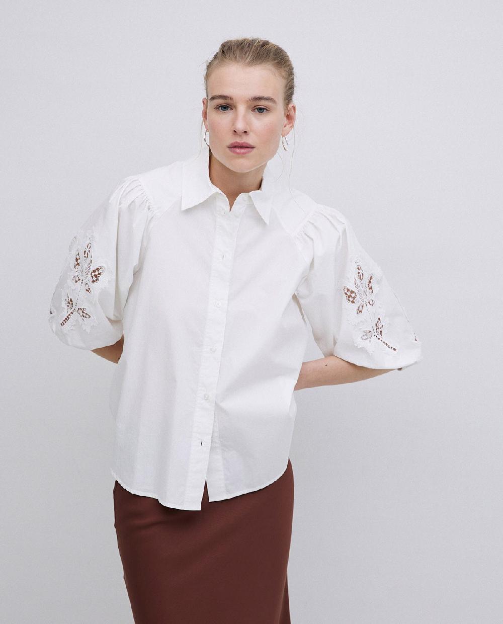 yerse Camisa popelín puntillas blanco Mejor oferta