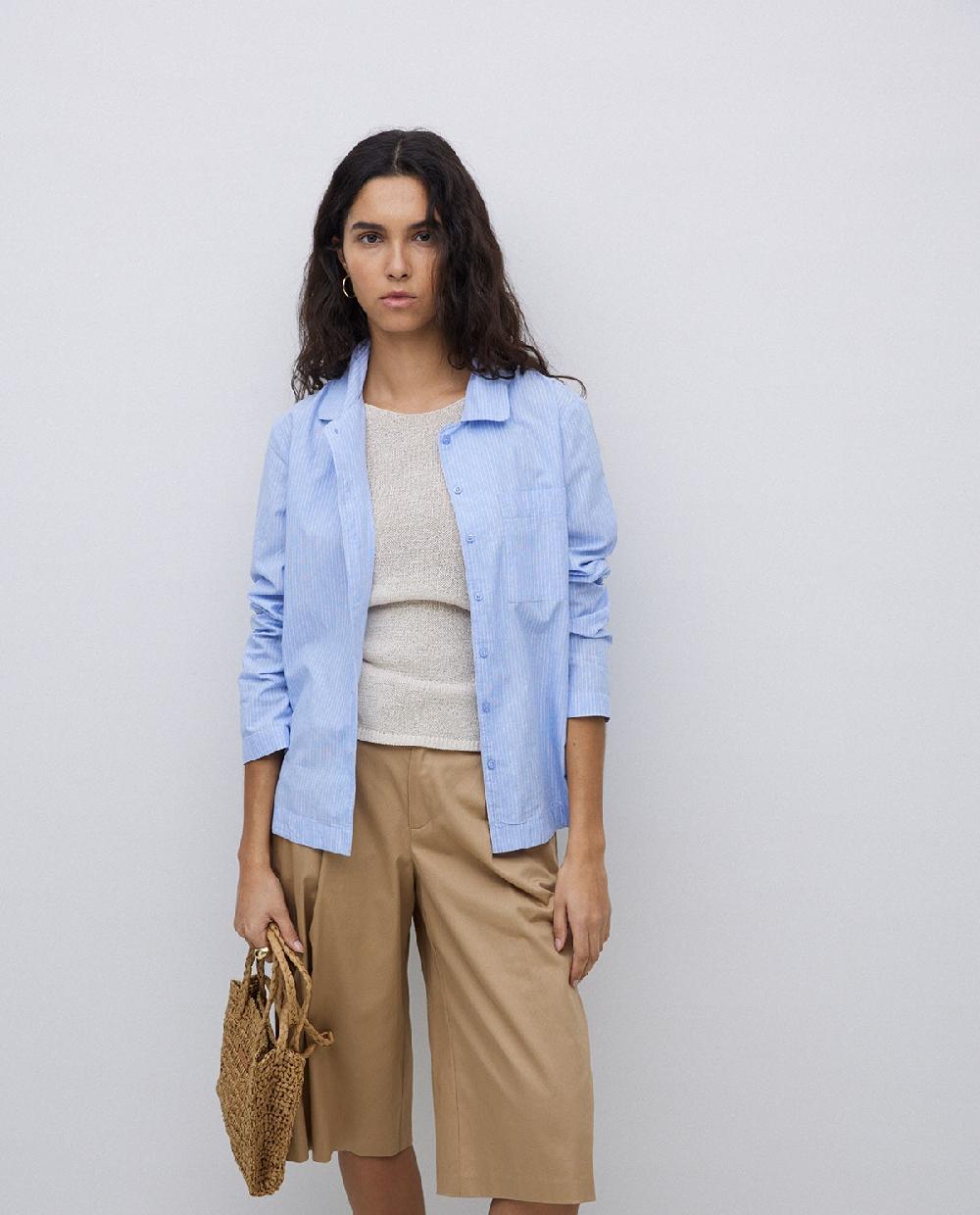 yerse Camisa popelín rayas azul Rebajas online