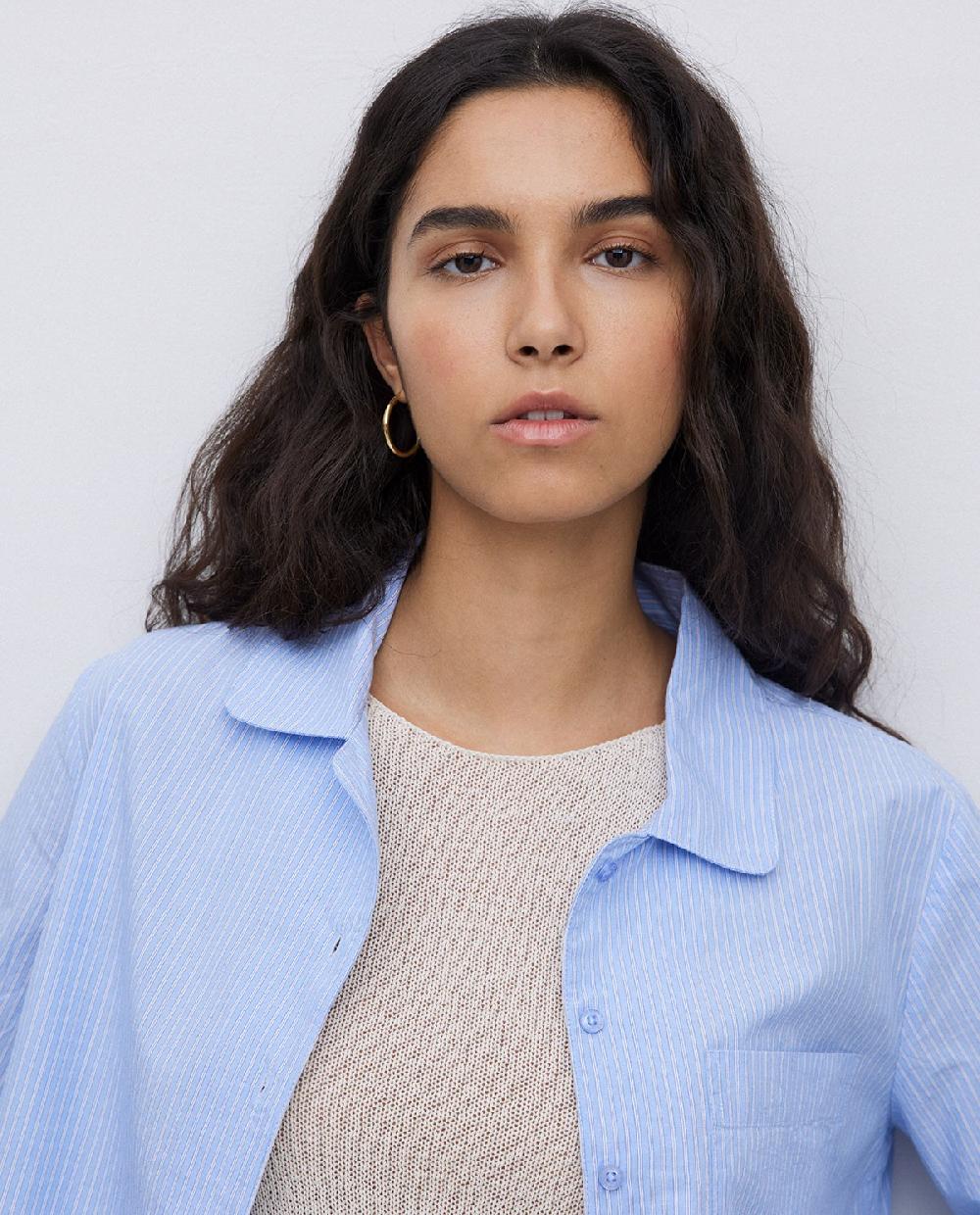 yerse Camisa popelín rayas azul Rebajas online