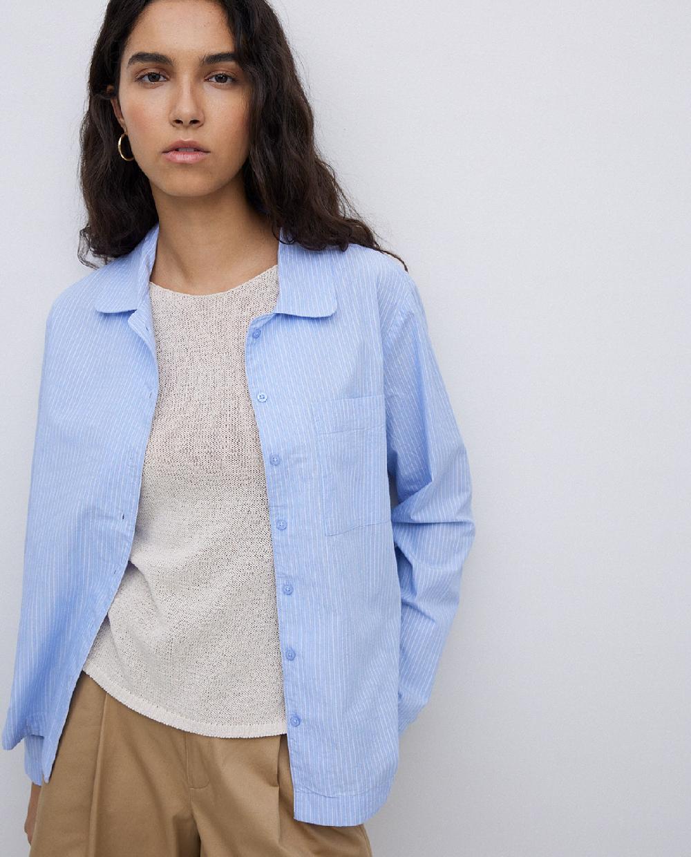 yerse Camisa popelín rayas azul Rebajas online