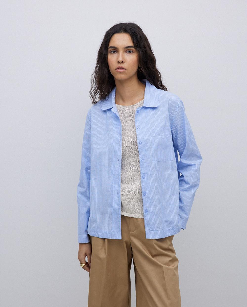 yerse Camisa popelín rayas azul Rebajas online