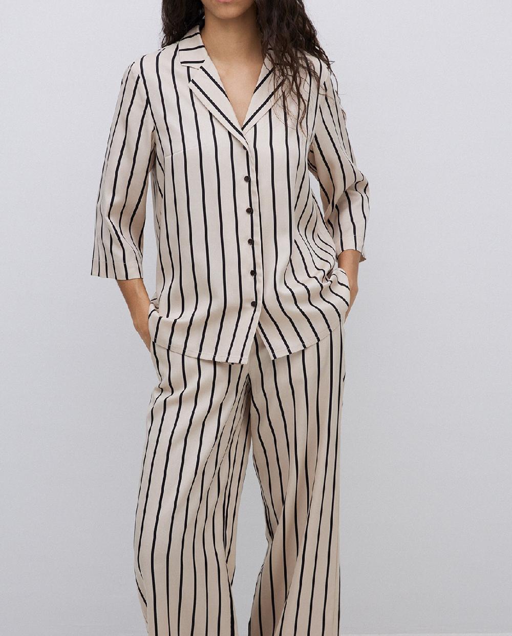 yerse Camisa tencel cuello solapa rayas crudo Envío gratis