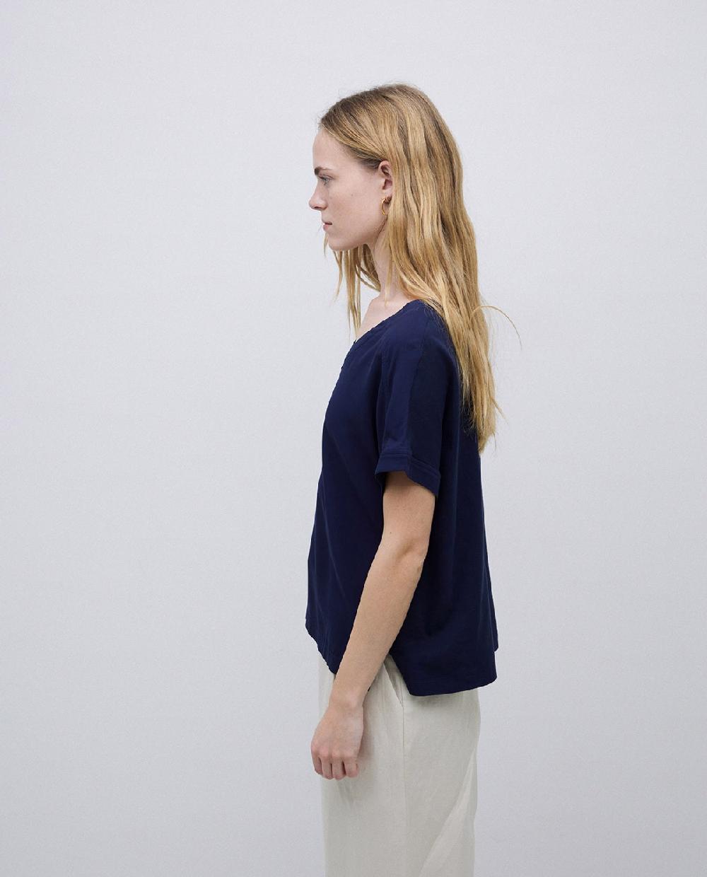 yerse Camiseta bimateria escote pico azul oscuro Solo hoy