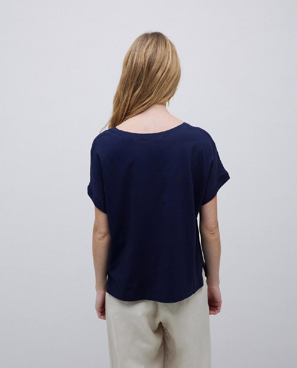 yerse Camiseta bimateria escote pico azul oscuro Solo hoy