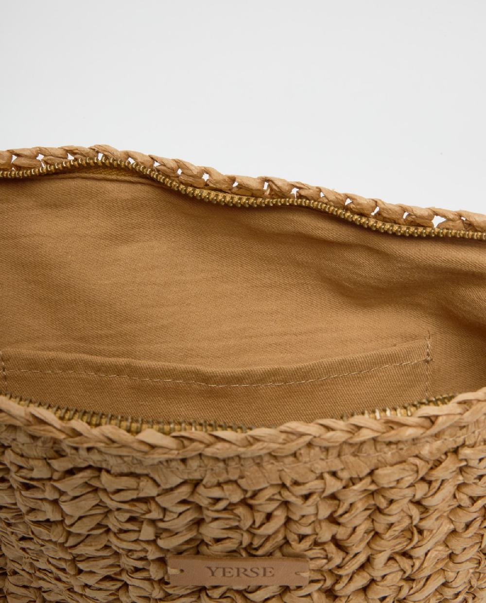 yerse Clutch cremallera rafia natural Oferta exclusiva