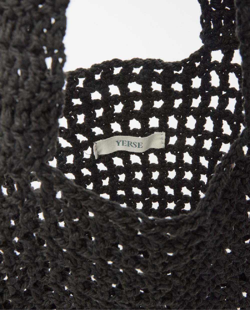 yerse Bolso handmade macramé negro Última moda