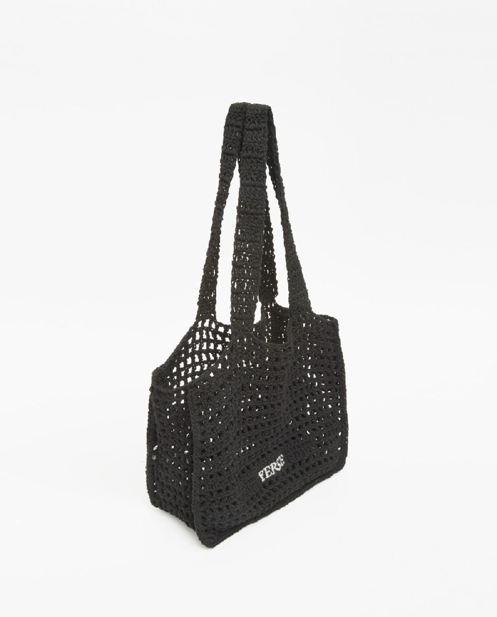 yerse Bolso handmade macramé negro Última moda