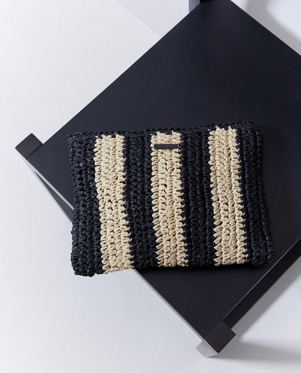 yerse Clutch rafia crudo y negro Outlet online