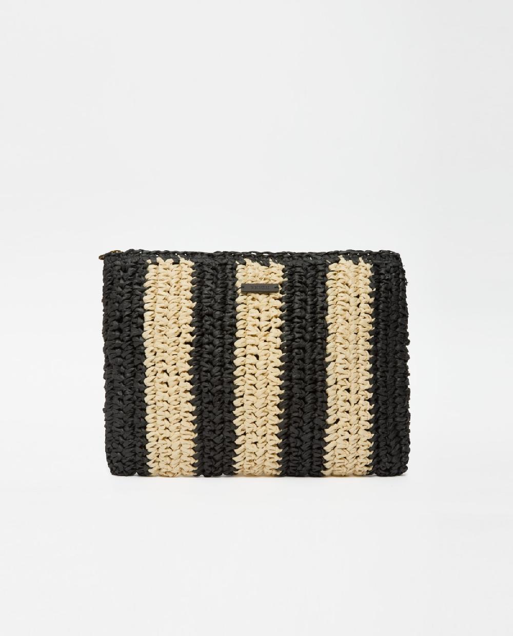 yerse Clutch rafia crudo y negro Outlet online