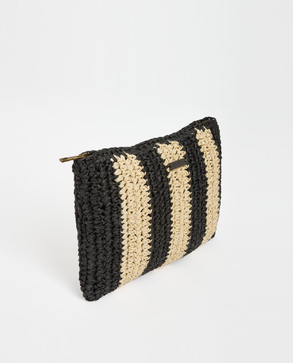 yerse Clutch rafia crudo y negro Outlet online