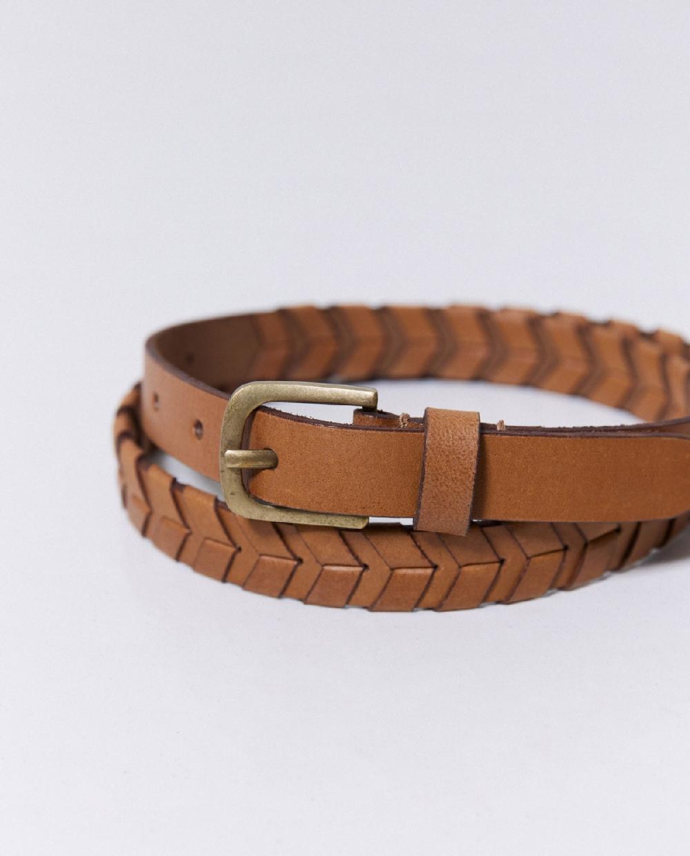 yerse Cinturón piel trenzado handmade camel Ofertas