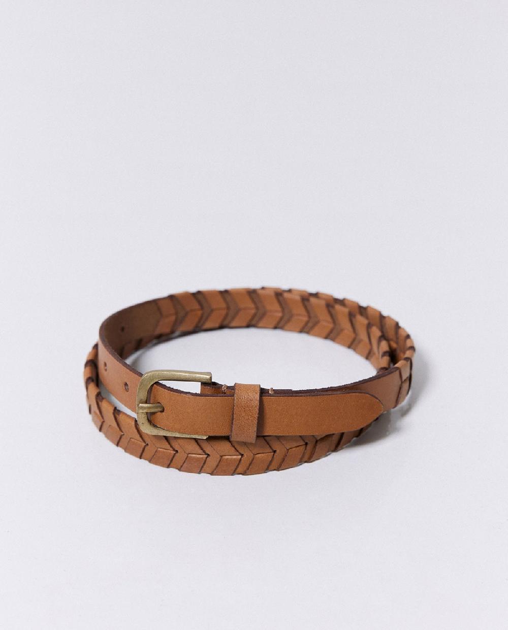 yerse Cinturón piel trenzado handmade camel Ofertas