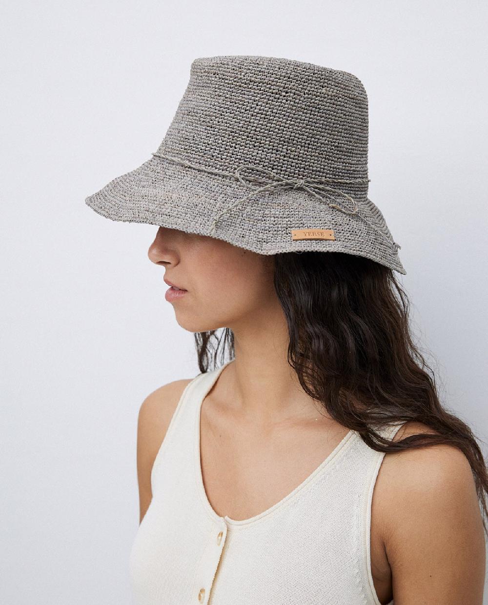 yerse Sombrero handmade rafia gris